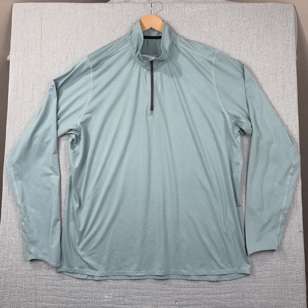 Swannies Pullover Mens 2XL Blue Green 1/4 Zip Performance Golf Shirt Long Sleeve